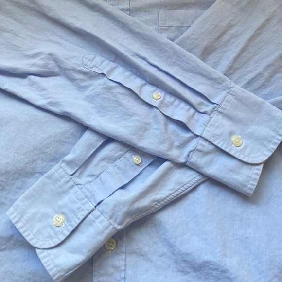 J Crew Shirtings Cotton Long Sleeve Light Blue Men's Shirt with White Collar S - Picture 15 of 16